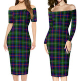 Clan Malcolm Tartan Off Shoulder Lady Dress VD435