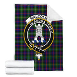 Clan Malcolm Crest Tartan Blanket UC702