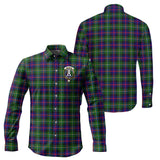 Clan Malcolm Crest Tartan Long Sleeve Shirt PC292