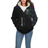 Clan Malcolm Crest Tartan Sherpa Hoodie Curve Style CE290