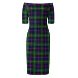 Clan Malcolm Tartan Off Shoulder Lady Dress VD435