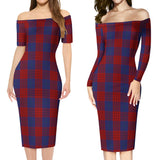 Clan Robinson Tartan Off Shoulder Lady Dress VD266