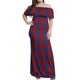 Clan Robinson Tartan Off Shoulder Long Dress VL997