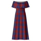 Clan Robinson Tartan Off Shoulder Long Dress VL997