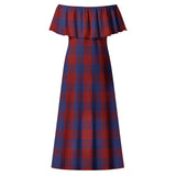 Clan Robinson Tartan Off Shoulder Long Dress VL997