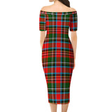 Clan Stewart Royal Tartan Off Shoulder Lady Dress VD164