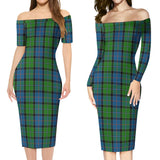 Clan Stirling Tartan Off Shoulder Lady Dress VD160