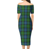 Clan Stirling Tartan Off Shoulder Lady Dress VD160