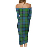 Clan Stirling Tartan Off Shoulder Lady Dress VD160