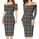 Clan Stirling Bannockburn Tartan Off Shoulder Lady Dress VD159