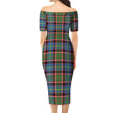 Clan Stirling Bannockburn Tartan Off Shoulder Lady Dress VD159