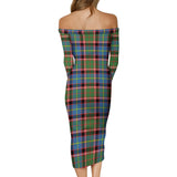 Clan Stirling Bannockburn Tartan Off Shoulder Lady Dress VD159