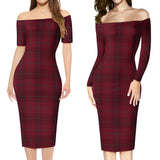 Clan Stirling of Keir Tartan Off Shoulder Lady Dress VD158