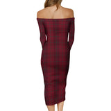 Clan Stirling of Keir Tartan Off Shoulder Lady Dress VD158