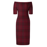 Clan Stirling of Keir Tartan Off Shoulder Lady Dress VD158