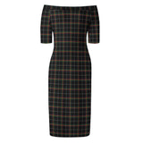 Clan Stott Tartan Off Shoulder Lady Dress VD157