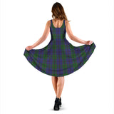 Clan Strachan Tartan Sleeveless Midi Womens Dress VS159