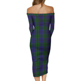 Clan Strachan Tartan Off Shoulder Lady Dress VD156