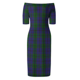 Clan Strachan Tartan Off Shoulder Lady Dress VD156