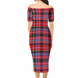 Clan Straiton Tartan Off Shoulder Lady Dress VD155