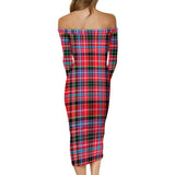 Clan Straiton Tartan Off Shoulder Lady Dress VD155