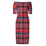 Clan Straiton Tartan Off Shoulder Lady Dress VD155