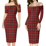 Clan Stuart of Bute Tartan Off Shoulder Lady Dress VD152