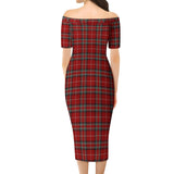 Clan Stuart of Bute Tartan Off Shoulder Lady Dress VD152