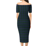 Clan Sutherland Tartan Off Shoulder Lady Dress VD151