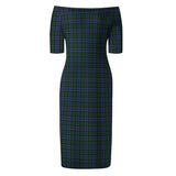 Clan Sutherland Tartan Off Shoulder Lady Dress VD151