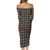 Clan Sutherland Weathered Tartan Off Shoulder Lady Dress VD148