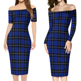 Clan Swan Tartan Off Shoulder Lady Dress VD147