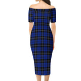 Clan Swan Tartan Off Shoulder Lady Dress VD147