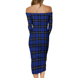 Clan Swan Tartan Off Shoulder Lady Dress VD147