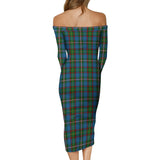 Clan Tait Tartan Off Shoulder Lady Dress VD144