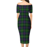 Clan Tait Modern Tartan Off Shoulder Lady Dress VD143