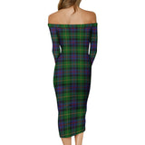 Clan Tait Modern Tartan Off Shoulder Lady Dress VD143