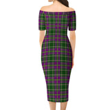 Clan Taylor Tartan Off Shoulder Lady Dress VD142