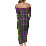 Clan Taylor Tartan Off Shoulder Lady Dress VD142