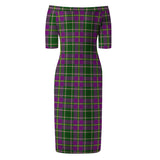 Clan Taylor Tartan Off Shoulder Lady Dress VD142