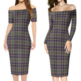 Clan Taylor Weathered Tartan Off Shoulder Lady Dress VD140