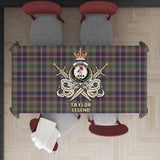 Clan Taylor Weathered Tartan Tablecloth Golden Sword of Courageous Legacy BG948