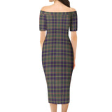 Clan Taylor Weathered Tartan Off Shoulder Lady Dress VD140