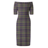 Clan Taylor Weathered Tartan Off Shoulder Lady Dress VD140