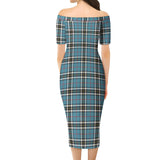 Clan Thomson Tartan Off Shoulder Lady Dress VD136