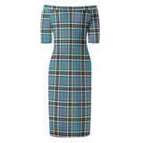 Clan Thomson Tartan Off Shoulder Lady Dress VD136