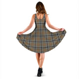 Clan Thomson Camel Tartan Sleeveless Midi Womens Dress VS138