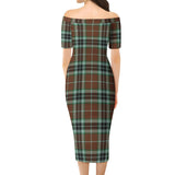 Clan Thomson Hunting Modern Tartan Off Shoulder Lady Dress VD133