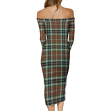 Clan Thomson Hunting Modern Tartan Off Shoulder Lady Dress VD133