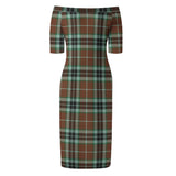 Clan Thomson Hunting Modern Tartan Off Shoulder Lady Dress VD133